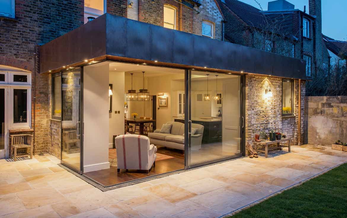 Open corner sliding doors from the Fineline collection